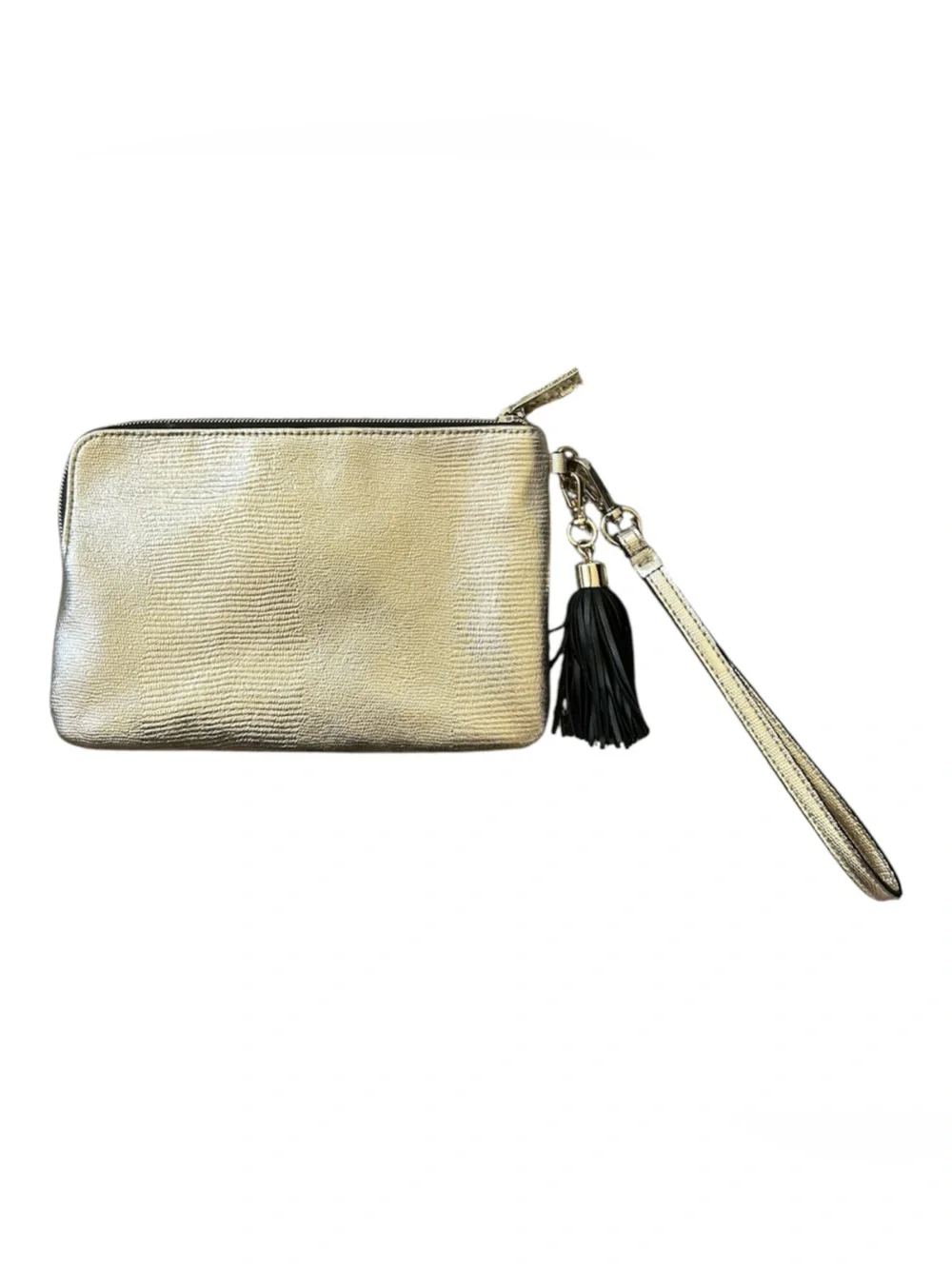 Victoria’s Secret Gold Metallic Mini Wristlet with Tassle Like Nee